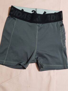 adidas Dark Slate Green Techfit High-Waist Bike Shorts with Black Waistband